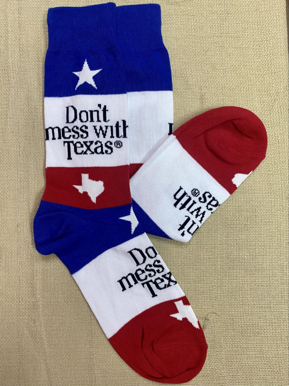 Men's Socks "Don't Mess With Texas" Red/White/Blue - MNC2363 - Blair's Western Wear Marble Falls, TX 