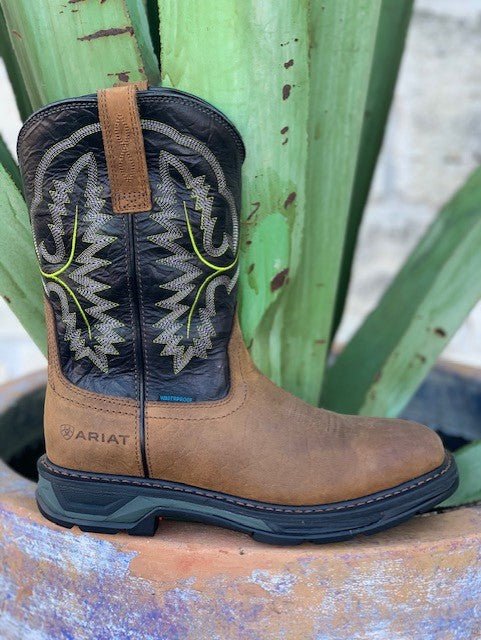 Men's Soft Toe Waterproof Wide Square Toe Work Boot