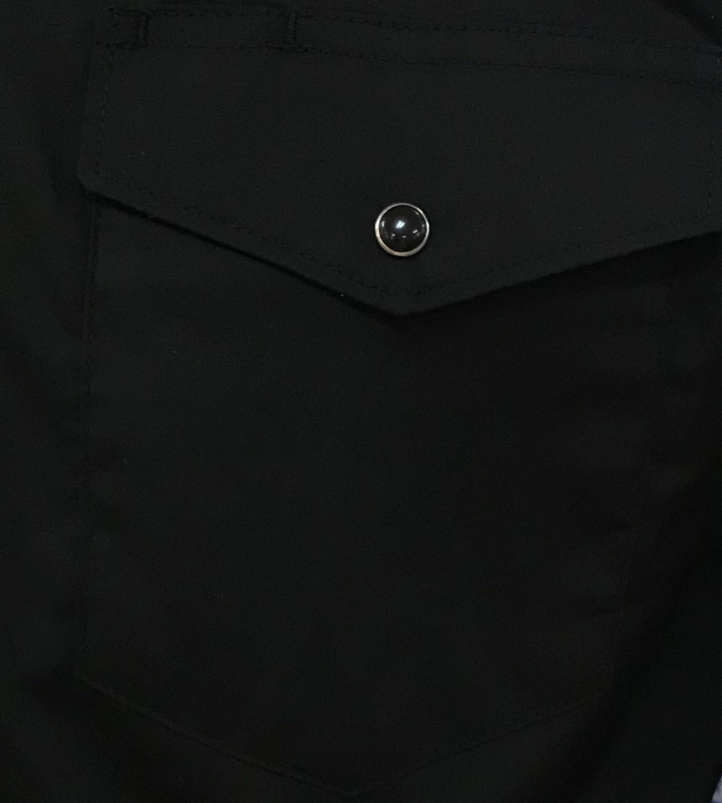 Men's Wrangler Solid Black Long Sleeve Snap Button Down - 71105BK - Blair's Western Wear Marble Falls, TX
