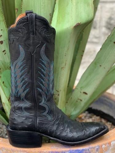 Rios of Mercedes Black Ostrich Western Boot - 1332N