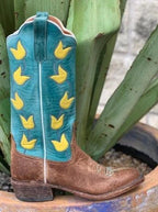 Rios of Mercedes Brown western boots tulip inlays - 9395K