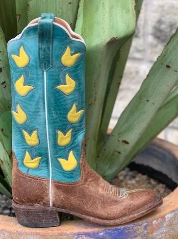 Rios of Mercedes Brown western boots tulip inlays - 9395K