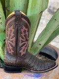 Chocolate brown handmade caiman alligator boots by Rod Patrick - 5977