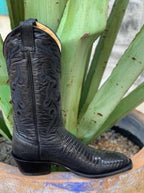 Ladies Handmade Black Lizard Cowgirl Boot by Rod Patrick -15548
