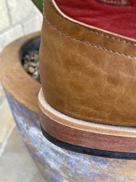Men's Anderson Bean Navajo Bison Boot in Square Toe With Walking Heel Tan/Red - 336904 - Blair's Western Wear Marble Falls, TX