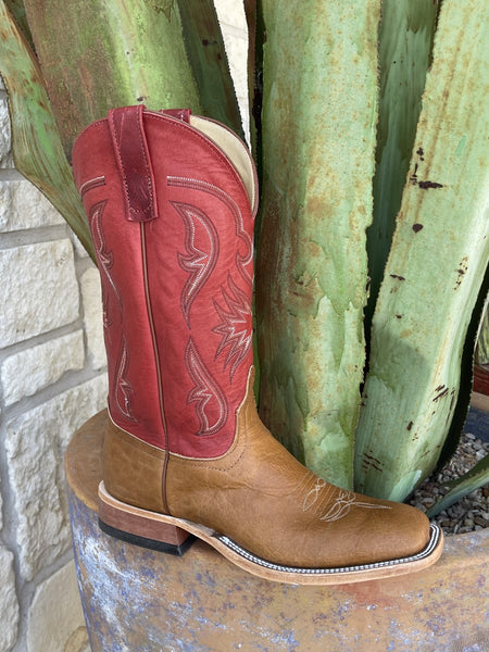 Men's Anderson Bean Navajo Bison Boot in Square Toe With Walking Heel Tan/Red - 336904 - Blair's Western Wear Marble Falls, TX