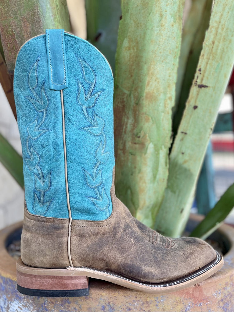 Men's Elk Anderson Bean Boots in Tan & Turquoise - 336903 - Blair's Western Wear Marble Falls, TX 