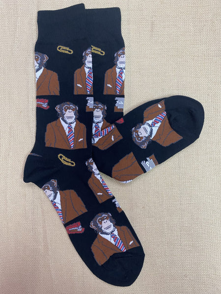 Men's "Monkey Business" Socks in Brown/Black - MNC362 - Blair's Western Wear Marble Falls, TX 