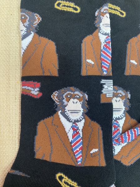 Men's "Monkey Business" Socks in Brown/Black - MNC362 - Blair's Western Wear Marble Falls, TX