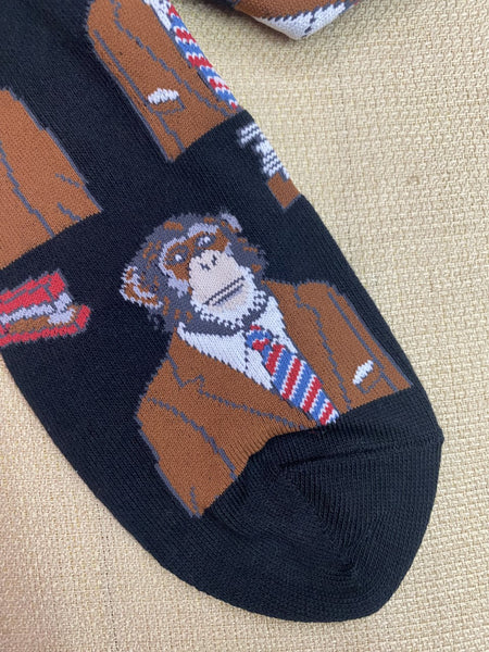 Men's "Monkey Business" Socks in Brown/Black - MNC362 - Blair's Western Wear Marble Falls, TX
