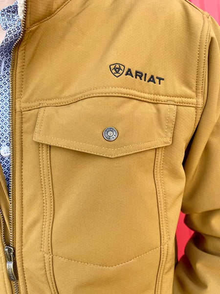 Men's Ariat Jacket in Yellow & White W/ Conceal and Carry Pockets/Double Snap Chest Pockets/Double Hand Pockets & Chest Zipper - 10041802 - Blair's Western Wear Marble Falls, TX