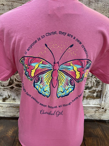 Ladies Pink Christian Butterfly T-shirt - CGA3326 - Blair's Western Wear Marble Falls, TX