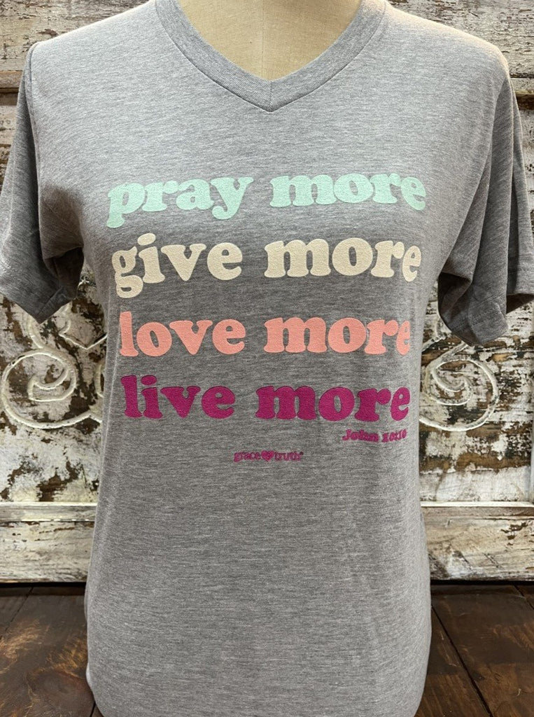 Ladies Grey Christian Pray More T-Shirt - GTV3805 - Blair's Western Wear Marble Falls, TX