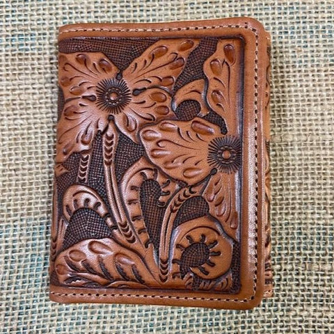 Men's Western Leather Floral Tooled Brown Bifold Wallet - Blair's Western Wear Marble Falls, TX