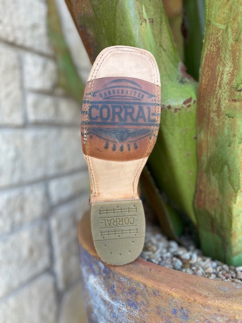 Ladies Corral Boots in Lime Green/Brown w/ Square Toes and Distress - A4101 - Blair's Western Wear Marble Falls, TX
