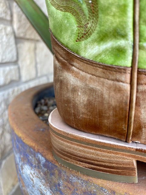 Ladies Corral Boots in Lime Green/Brown w/ Square Toes and Distress - A4101 - Blair's Western Wear Marble Falls, TX