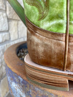 Ladies Corral Boots in Lime Green/Brown w/ Square Toes and Distress - A4101 - Blair's Western Wear Marble Falls, TX
