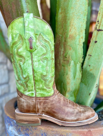 Ladies Corral Boots in Lime Green/Brown w/ Square Toes and Distress - A4101 - Blair's Western Wear Marble Falls, TX