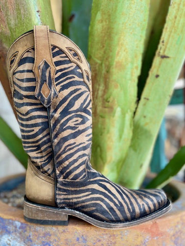 Ladies Corral Suede Zebra Printed Western Dress Boot - C3859 - Blair's Western Wear Marble Fall, TX