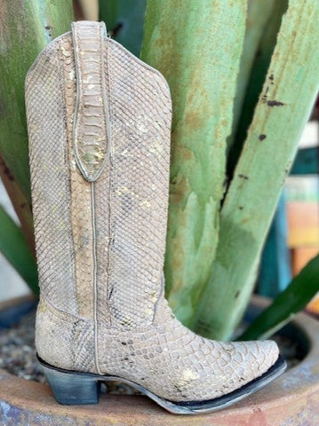 Women's Tan/Gold Snake Dress Boot - A4296 - Blair's Western Wear Marble Falls, TX