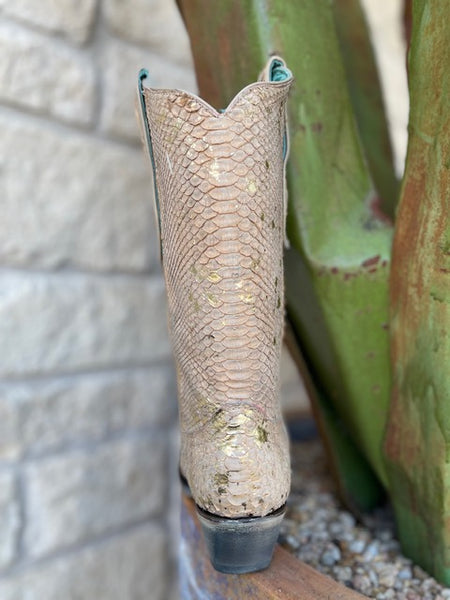 Women's Tan/Gold Snake Dress Boot - A4296 - Blair's Western Wear Marble Falls, TX