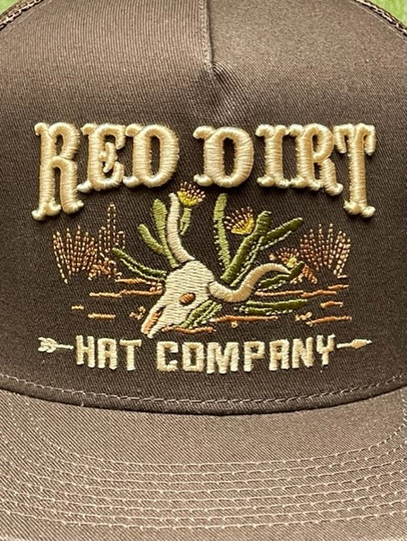 Men's Red Dirt Logo Cap in Brown & Tan w/ Embroidered Logo & Desert Skull Graphic - RDHC281 - Blair's Western Wear Marble Falls, TX