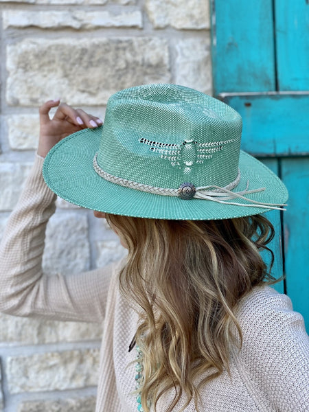 Ladies Charlie 1 Horse Washed Turquoise Straw Hat - CSTOP3430 - Blair's Western Wear Marble Falls, TX
