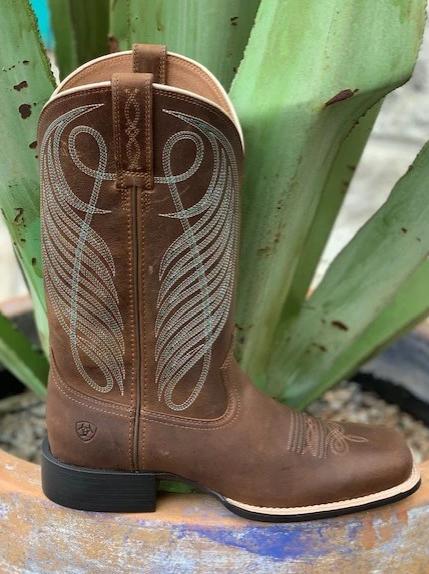Ladies Cowgirl Western Square Toe Brown Boot - 10018528