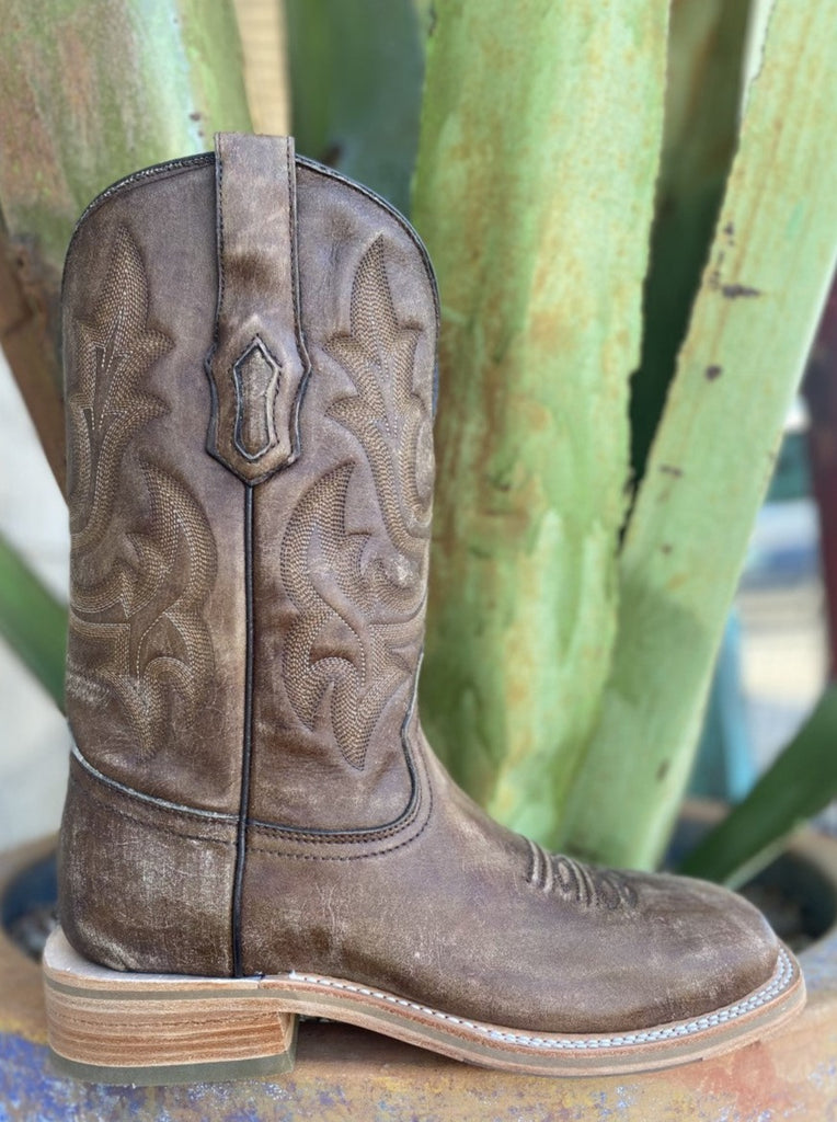 Men's Western Corral Boot in Brown W/ Walking Heel - A4105 - Blair's Western Wear Marble Falls, TX