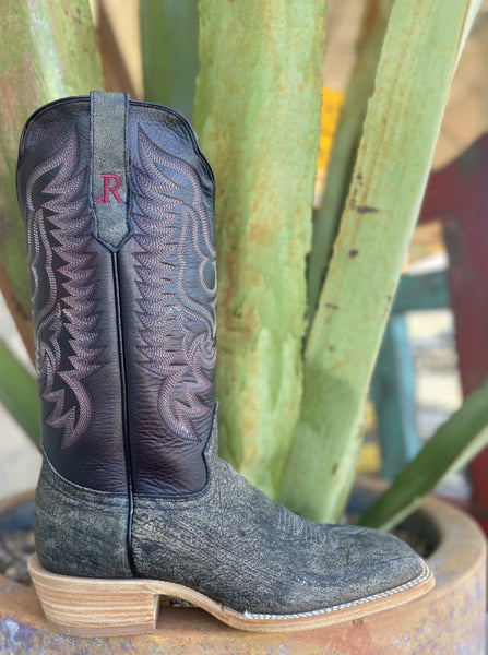 Men's Western R. Watson Cape Buffalo Boot in Plum/Charcoal - RW7100-2 - Blair's Western Wear Marble Falls, TX