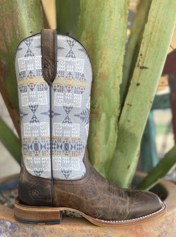 Men's Western Ariat Boot in Full Grain Leather w/ Pendleton Design - 10038230 - Blair's Western Wear Marble Falls, TX
