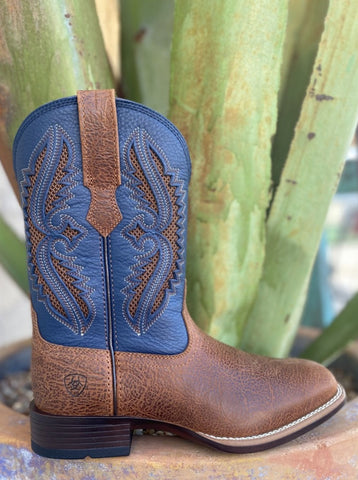 Men's Western Ariat Boot in Blue & Brown W/ Vented Shaft - 10040238 - Blair's Western Wear Marble Falls, TX