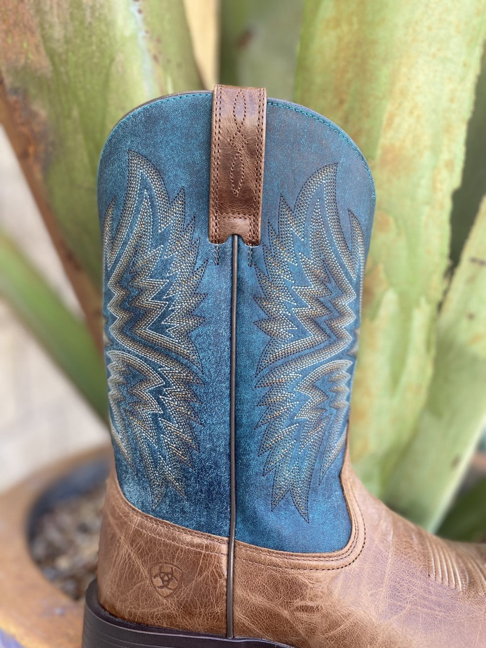 Men's Western Ariat Boot in Teal & Brown Full Grain Leather - 10034080 - Blair's Western Wear Marble Falls, TX