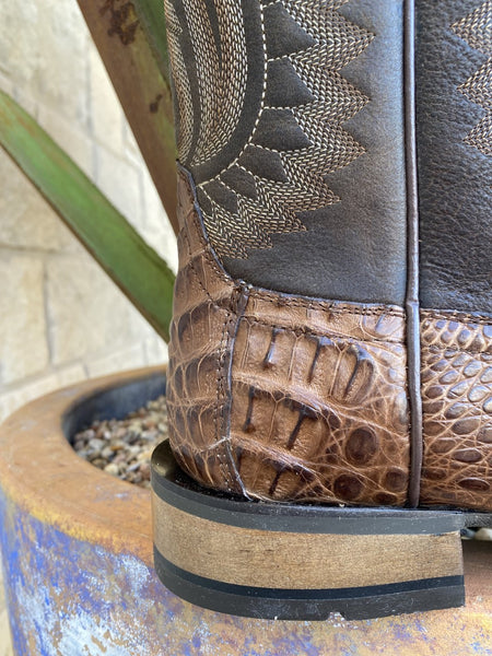Men's Western Ariat Boot in Brown Caiman Belly and Full Grain Leather - 10034030 - Blair's Western Wear Marble Falls, TX