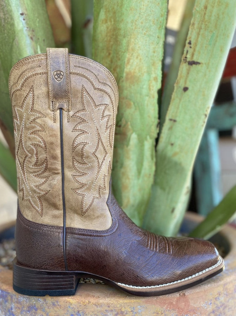 Men's Western Ariat Boot in Natural & Brown Full Grain Leather - 10040344 - Blair's Western Wear Marble Falls, TX 