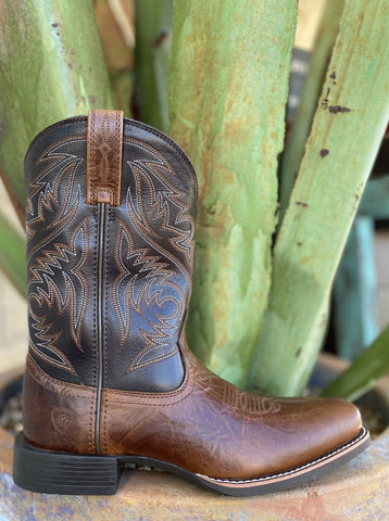 Men's Western Ariat Boot in Black & Brown Full-Grain Leather - 10040353 - Blair's Western Wear Marble Falls, TX 