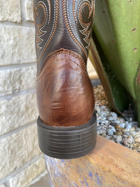 Men's Western Ariat Boot in Black & Brown Full-Grain Leather - 10040353 - Blair's Western Wear Marble Falls, TX