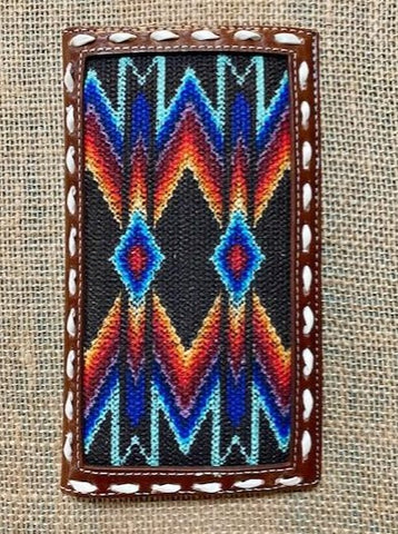 Men's Brown Mulitcolored Aztec Serape Checkbook Wallet - Blair's Western Wear Marble Falls, TX
