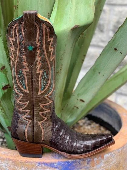 Ladies Handmade Caiman Alligator Western T toe boot by Rod Patrick - 13570
