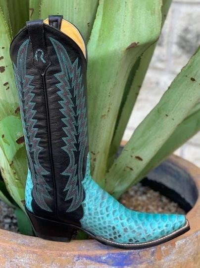 Ladies Handmade Rod Patrick Turquoise Snake Boot - 15297