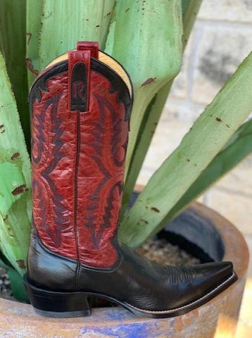 Ladies Black and Red Handmade Western Cowgirl Boots by Rod Patrick - 9478