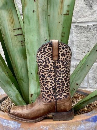 Ladies Ariat Square Toe Brown & Leopard Boot - 10035942 - Blair's Western Wear Marble Falls, TX