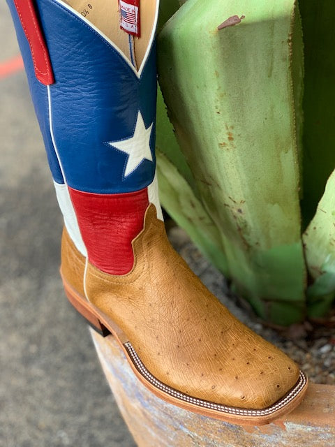 Anderson Bean Men's Belly Ostrich Texas Flag Western Boot