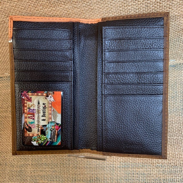 Men's Western Leather Tool Checkbook w/ Cross Inlay Wallet N5431044 Blair's Western Wear