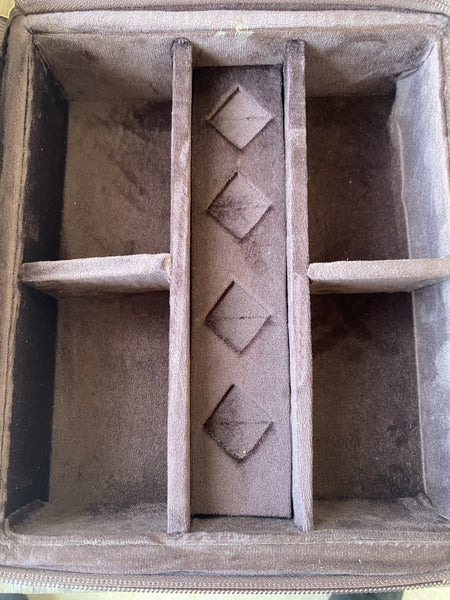 Ladies American Darling Tooled Leather & Cowhide Jewlery Case in Tan/White/Black - ADBGA225A - Blair's Western Wear Marble Falls, TX 