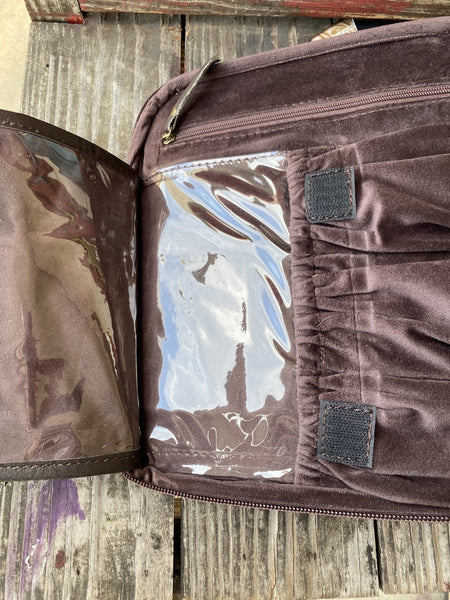 Ladies American Darling Tooled Leather & Cowhide Jewlery Case in Tan/White/Black - ADBGA225A - Blair's Western Wear Marble Falls, TX 