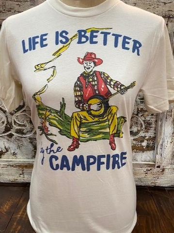 Retro Cowboy Banjo Ladies T-Shirt - CAMPFIRE - Blair's Western Wear - Marble Falls, TX