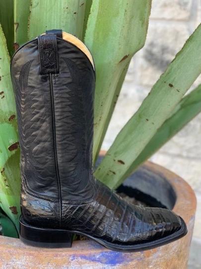 Exotic Caiman Belly Alligator Square Toe Handmade Western Boot - 15551