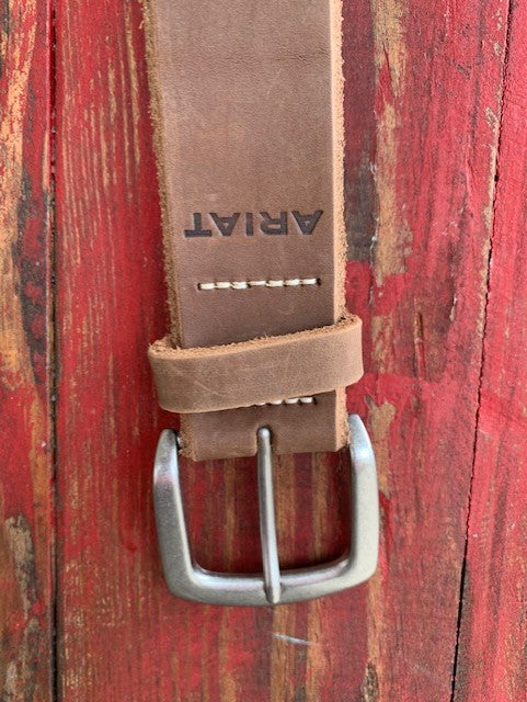 Men's Brown Beveled Edge Leather Belt