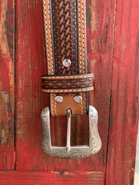 Capo Pelle Men's Leather Belt with Metal Loops